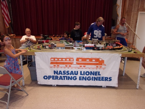 Layout set up by the Nassau Lionel Operating Engineers Lionel Club Ambassador at the Bellmore Presbyterian Church in Bellmore New York September 2016 Event 