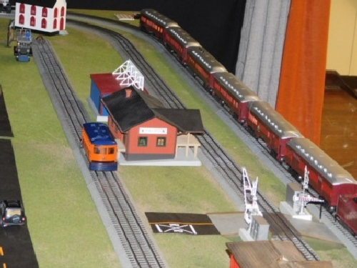  The modular layout set up by the Nassau Lionel Operating Engineers Lionel Club Ambassador ran the Lionel Lines Trolley Car