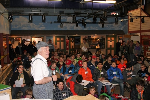 Engineer Fred from Operation Lifesaver with CLRC Ambassadors to Lionel and Boy Scouts of America working on Railroading Merit Badge