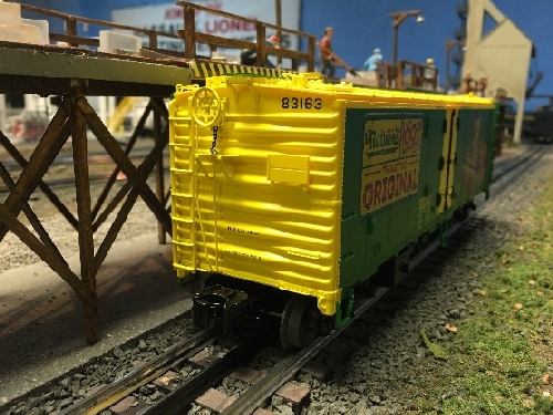 Nassau Lionel Operating Engineers Lionel Club Ambassadors shows off the end the Nathans 100 yrs Anniversary Reefer 83163 6-58266 The end corner view of the Nathans 100yrs Anniversary Reefer 83163 6-58266 reveiwed by Nassau Lionel Operating Engineers Lionel Club Ambassadors
