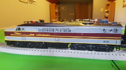 Lackawanna Alco PA 858 From the Product Review on Lionel Erie Lackawanna Alco PA1 Diesel and Passenger Car Sets by Chicagoland Lionel Railroad Club  Lionel Club Ambassador  CLRC Lionel Club Ambassador image of Lackawanna Alco PA 858 in the product Review on Lionel Erie Lackawanna Alco PA1 Diesel and Passenger Car Sets