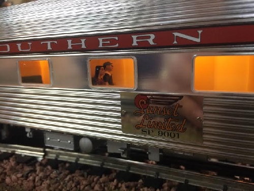 NJ Hi-Railers Review of 6-20005 6-81975 Lionel Ambassador Club Lionel Southern Pacific 18 Passenger Car with Figures A view from the Lionel Southern Pacific 18 Passenger Car with figures from the New Jersey Hi-Railers Lionel Ambassador Club Review of 6-20005 6-81975