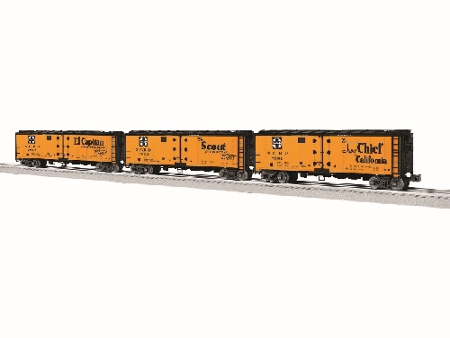 The NLOE Lionel Club Ambassadors product review showing the SFRD Vision Reefer 3-Pack SKU 6-83549 an additional road name available in Showing the SFRD Vision Reefer 3-Pack SKU 6-83549 an additonal road name available in the Nassau Lionel Operating Engineers Lionel Club Ambassadors product review