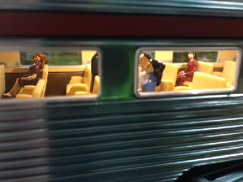 NJ Hi-Railers Review of 6-20005 6-81975 Lionel Ambassador Club Lionel Southern Pacific 18 Passenger Car with Passenger Close Up 3 View of female Passengers Close Up from the Lionel Southern Pacific 18 Passenger Car from the New Jersey Hi-Railers Lionel Ambassador Club Review of 6-20005 6-81975